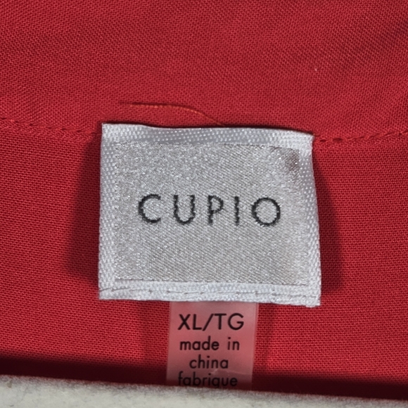 Cupio Red V-Neck Henley Roll Tab Sleeve Hi-Low Midi Shirt Dress Size XL - Picture 2 of 15